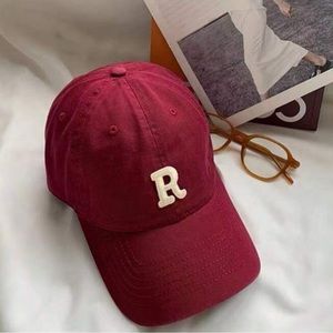 Adjustable Red & Cream Embroidered ‘R’ Baseball Cap OS New